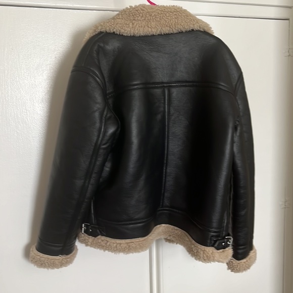Zara Leather Sherpa Jacket - Picture 3 of 3